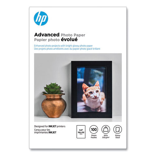 Advanced Photo Paper, 10.5 mil, 4 x 6, Glossy White, 100/Pack-(HEWQ6638A)