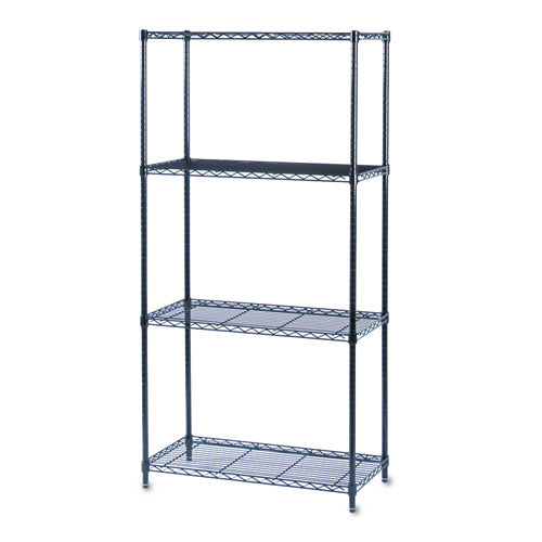 Commercial Wire Shelving, Four-Shelf, 36w x 18d x 72h, Black-(SAF5276BL)