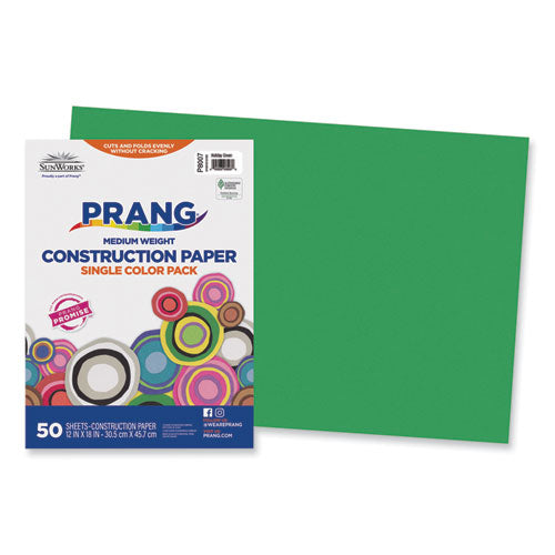 SunWorks Construction Paper, 50 lb Text Weight, 12 x 18, Holiday Green, 50/Pack-(PAC8007)