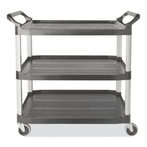 Xtra Utility Cart with Open Sides, Plastic, 3 Shelves, 300 lb Capacity, 20" x 40.63" x 37.8", Gray-(RCP4091GRA)