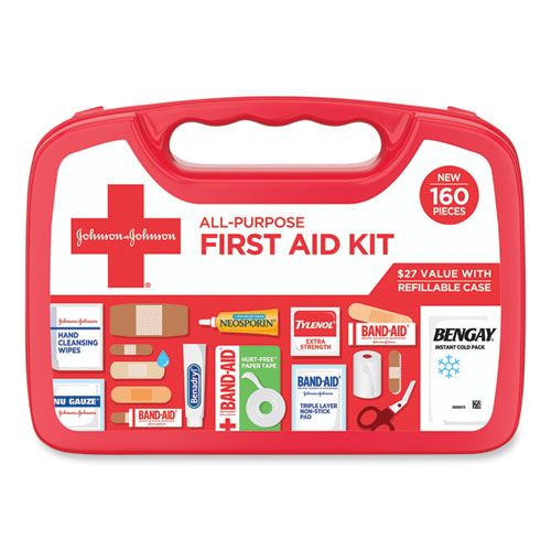 All-Purpose First Aid Kit, 160 Pieces, Plastic Case-(JOJ202045)