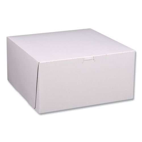 White One-Piece Non-Window Bakery Boxes, Standard, 12 x 12 x 6, White/Kraft, Paper, 50/Bundle-(SCH1589)