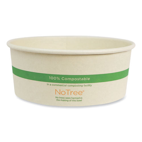 No Tree Wide Paper Bowls, 24 oz, 5.9" Diameter x 2.4"h, Natural, Sugarcane, 300/Carton-(WORBONT24W)