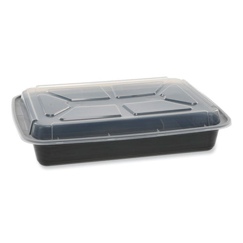 Newspring VERSAtainer Microwavable Containers, Rectangular, 58 oz, 8.5 x 11.5 x 2.5, Black/Clear, Plastic, 150/Carton-(PCTNC989B)