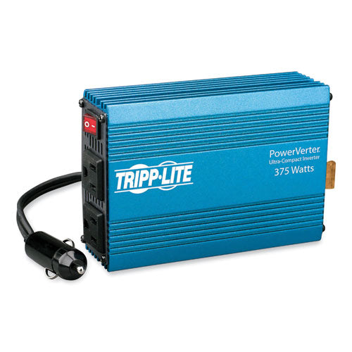 PowerVerter Ultra-Compact Car Inverter, 375 W, 12 V Input/120 V Output, 2 AC Outlets-(TRPPV375)