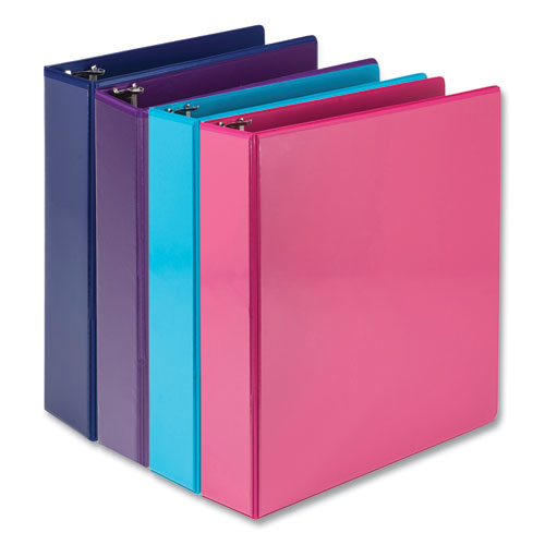 Durable D-Ring View Binders, 3 Rings, 2" Capacity, 11 x 8.5, Blueberry/Blue Coconut/Dragonfruit/Purple, 4/Pack-(SAMMP46469)