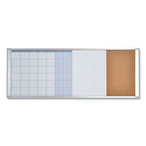 Magnetic Calendar Combo Board, 48 x 18, White Surface, Aluminum Frame-(BVCXA429993700)