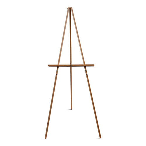 Oak Display Tripod Easel, 60" High, Wood/Brass-(BVCFLX06203MV)