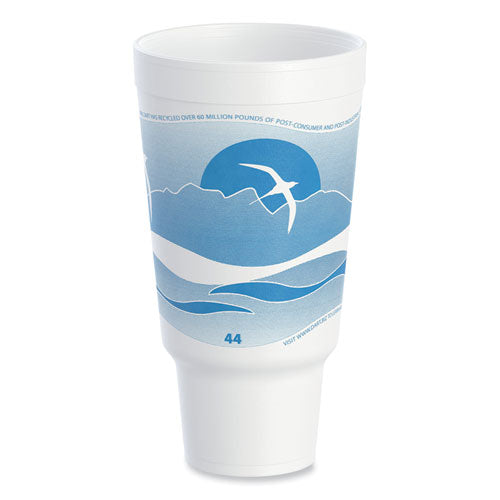 Horizon Hot/Cold Foam Drinking Cups, 44 oz, Ocean Blue/White, 15/Bag, 20 Bags/Carton-(DCC44AJ32H)