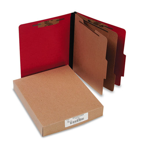 ColorLife PRESSTEX Classification Folders, 3" Expansion, 2 Dividers, 6 Fasteners, Letter Size, Executive Red Exterior, 10/Box-(ACC15669)