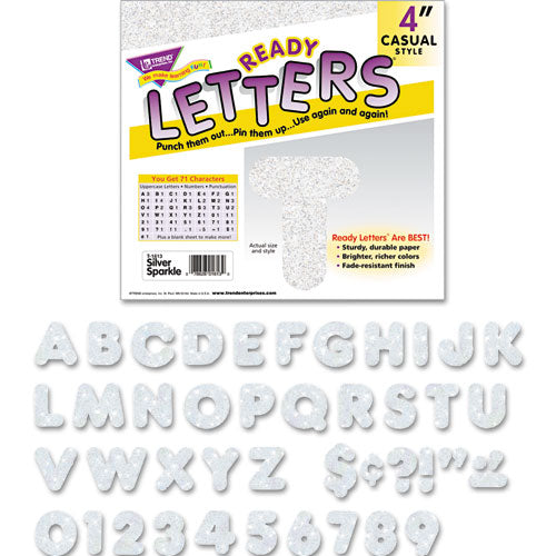 Ready Letters Sparkles Letter Set, Silver Sparkle, 4"h, 71/Set-(TEPT1613)