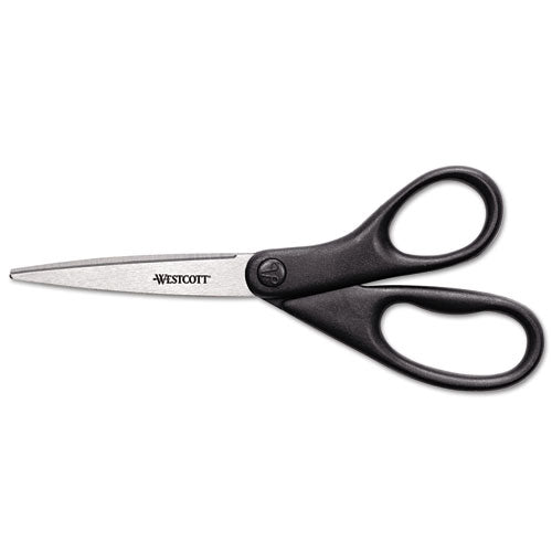 Design Line Straight Stainless Steel Scissors, 8" Long, 3.13" Cut Length, Black Straight Handle-(ACM13139)