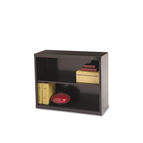 Metal Bookcase, Two-Shelf, 34.5w x 13.5d x 28h, Black-(TNNB30BK)