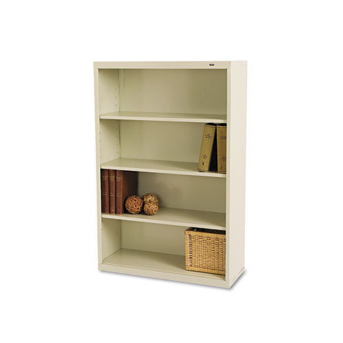 Metal Bookcase, Four-Shelf, 34.5w x 13.5d x 52.5h, Putty-(TNNB53PY)