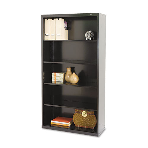 Metal Bookcase, Five-Shelf, 34.5w x 13.5d x 66h, Black-(TNNB66BK)