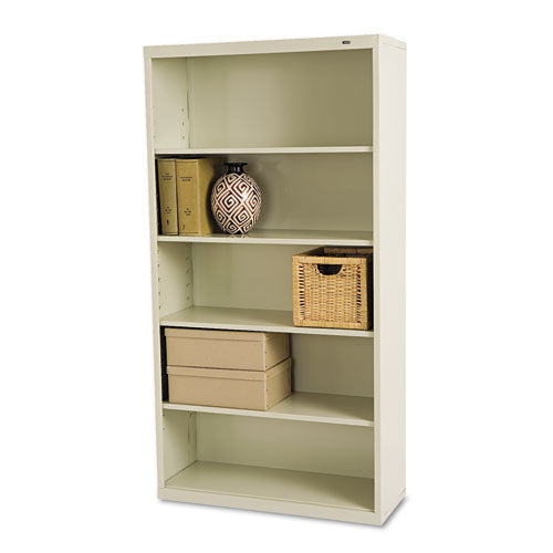 Metal Bookcase, Five-Shelf, 34.5w x 13.5d x 66h, Putty-(TNNB66PY)