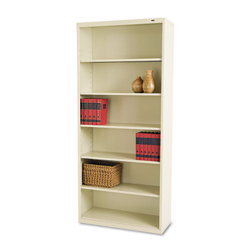 Metal Bookcase, Six-Shelf, 34.5w x 13.5h x 78h, Putty-(TNNB78PY)