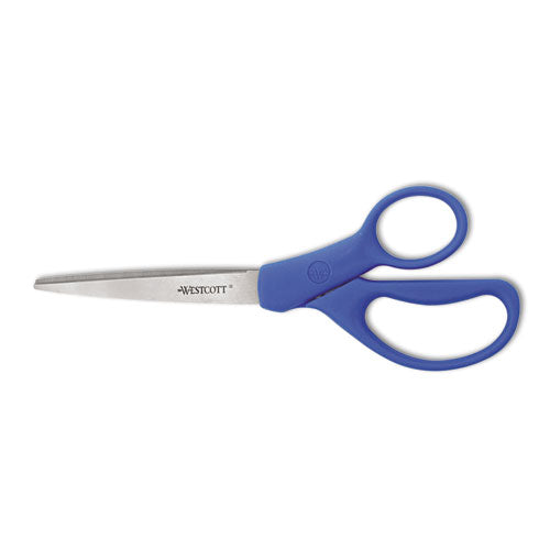 Preferred Line Stainless Steel Scissors, 8" Long, 3.5" Cut Length, Blue Straight Handle-(ACM41218)