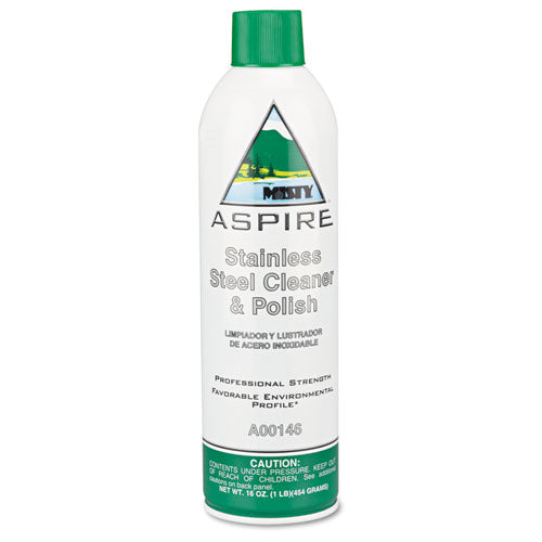 Aspire Stainless Steel Cleaner and Polish, Lemon Scent, 16 oz Aerosol Spray, 12/Carton-(AMR1038047)